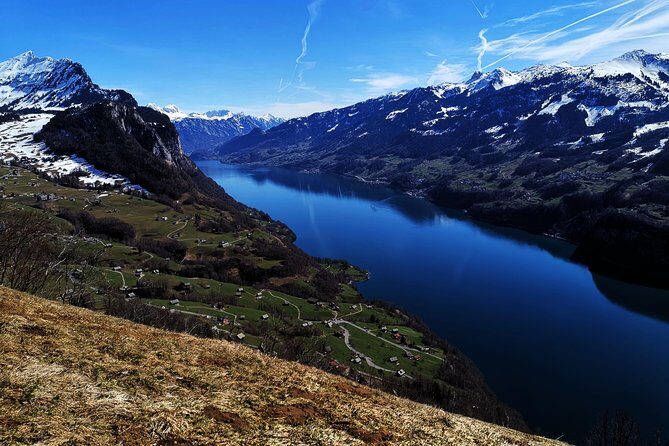 From Zurich: Breathtaking waterfall and lakes private tour - Glarus mountain lake: a color-and-walls moment