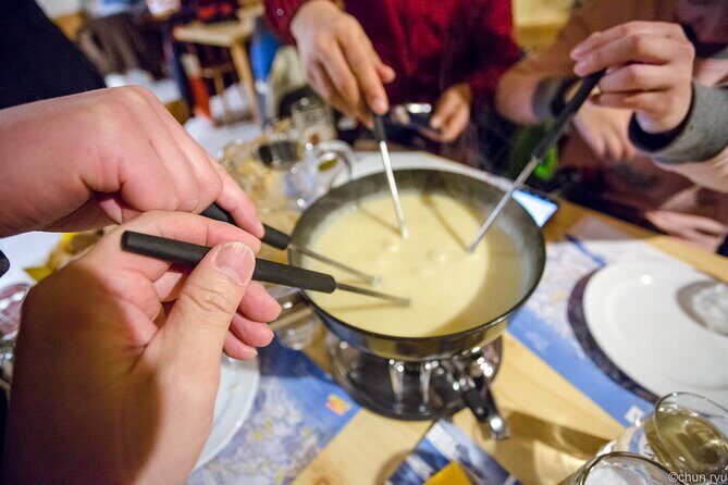 Night Sledding with Fondue - The Swiss winter meal (fondue-style comfort): when you stop moving